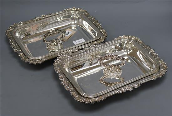 Two silver plated entree dishes